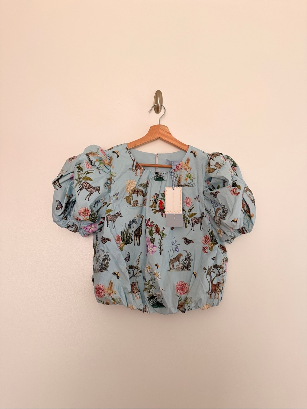 Antonio Melani Γ Jennifer Sumko Kip Floral Animal Print Puff Sleeve Top 8 NWT - Picture 2 of 7